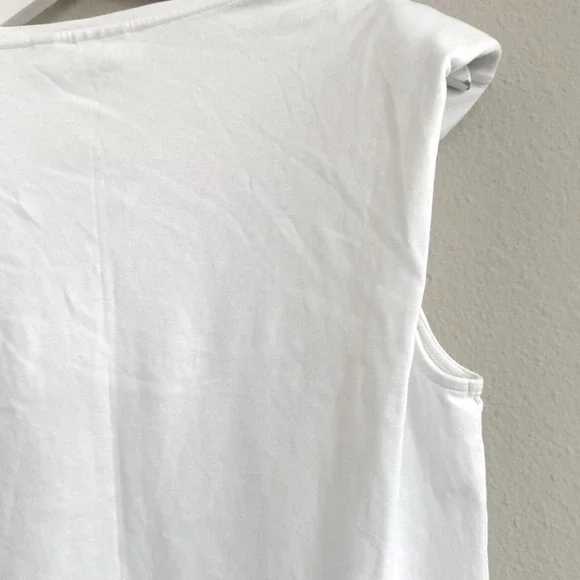 Babaton Aritzia White Shoulder Pad Sleeveless T-Shirt Cotton Tank Top Womens XS - Picture 8 of 11